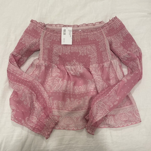 INTERMIX Penelope Paisley Off-the-Shoulder Top size M NWT - Picture 6 of 8